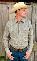 MENS WESTERN PEARL SNAP PRINT DRESS SHIRT