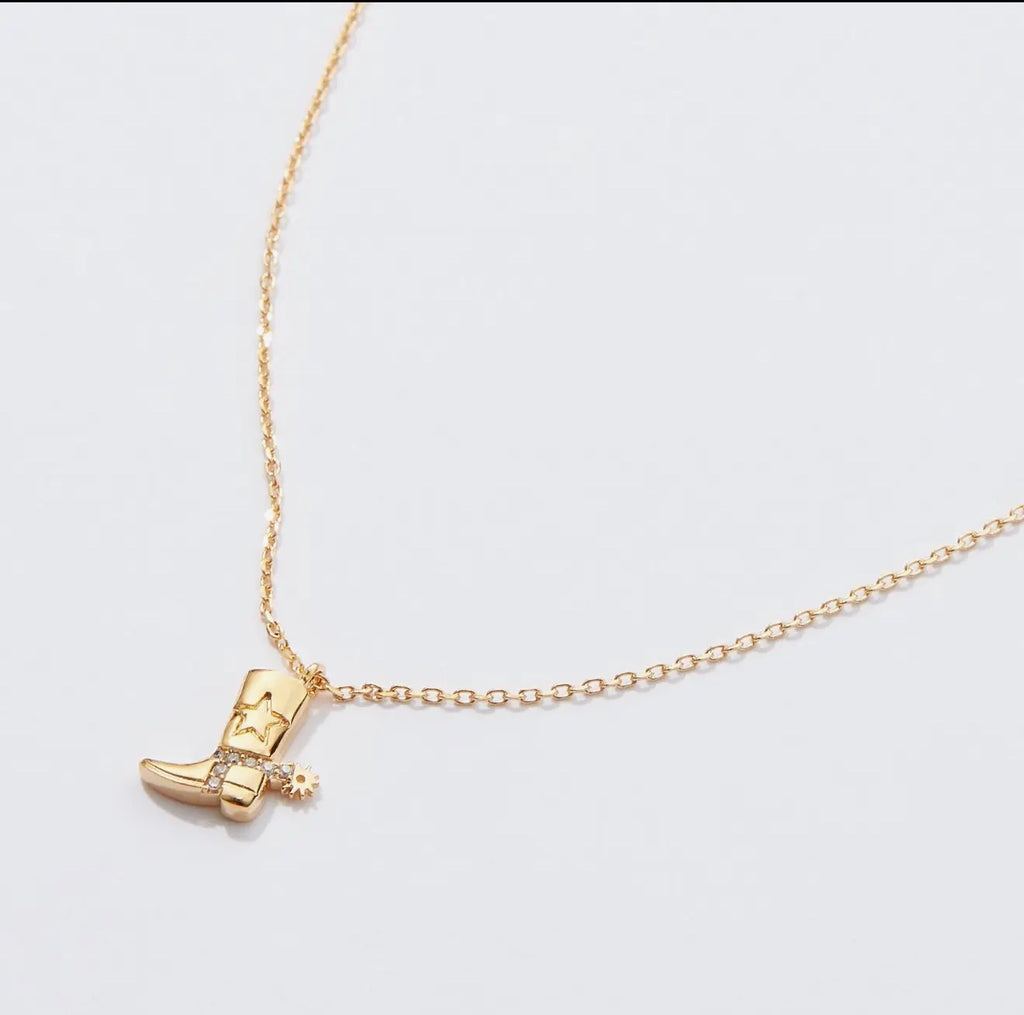 GOLD DIPPED COWBOY BOOT SPUR NECKLACE