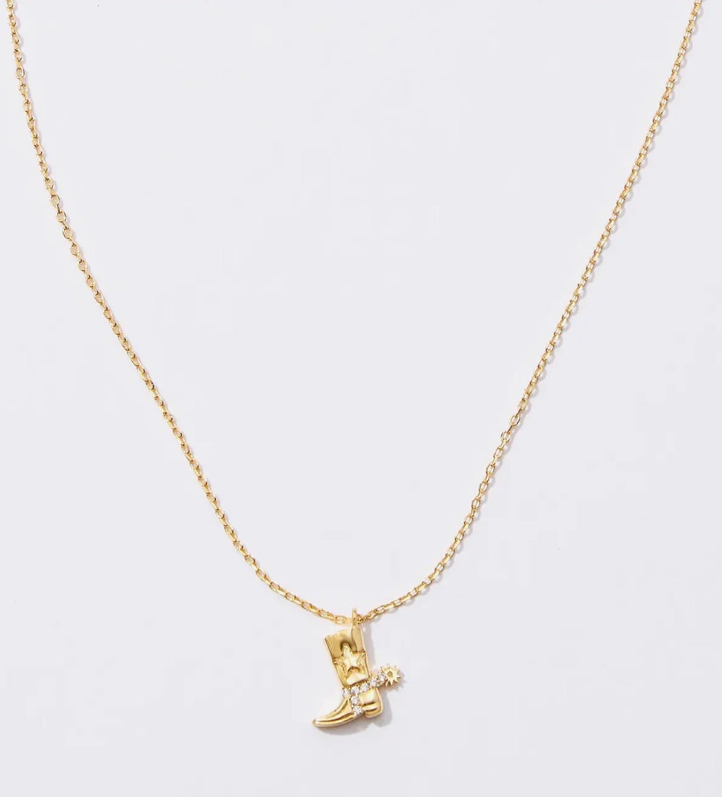 GOLD DIPPED COWBOY BOOT SPUR NECKLACE
